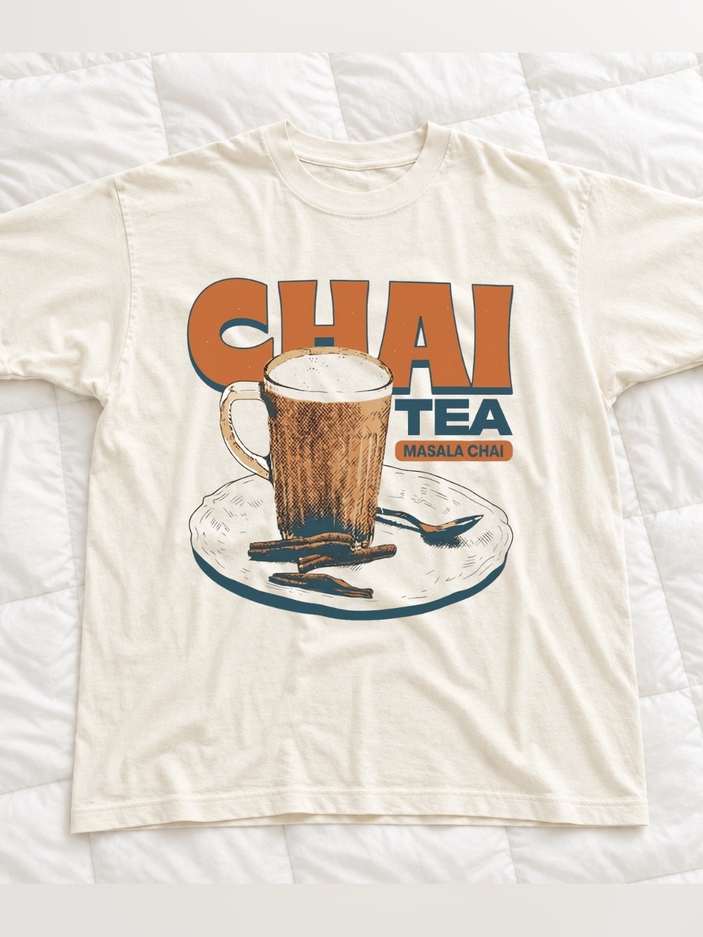 Gildan Cream Masala Chai Graphic T- Shirt, Vintage 90s Style